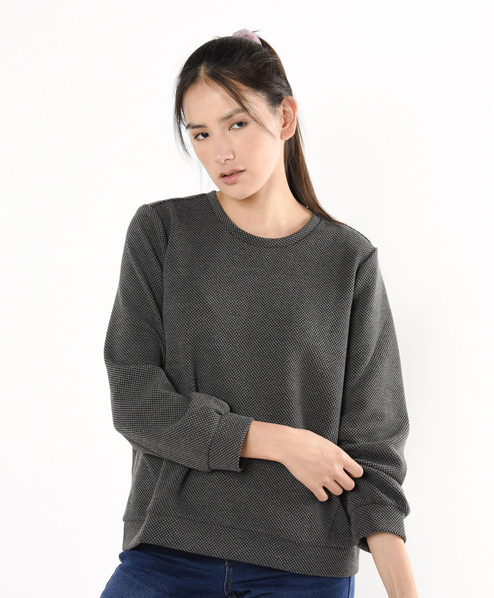 Polerón mujer jacquard gris Polerón mujer jacquard gris