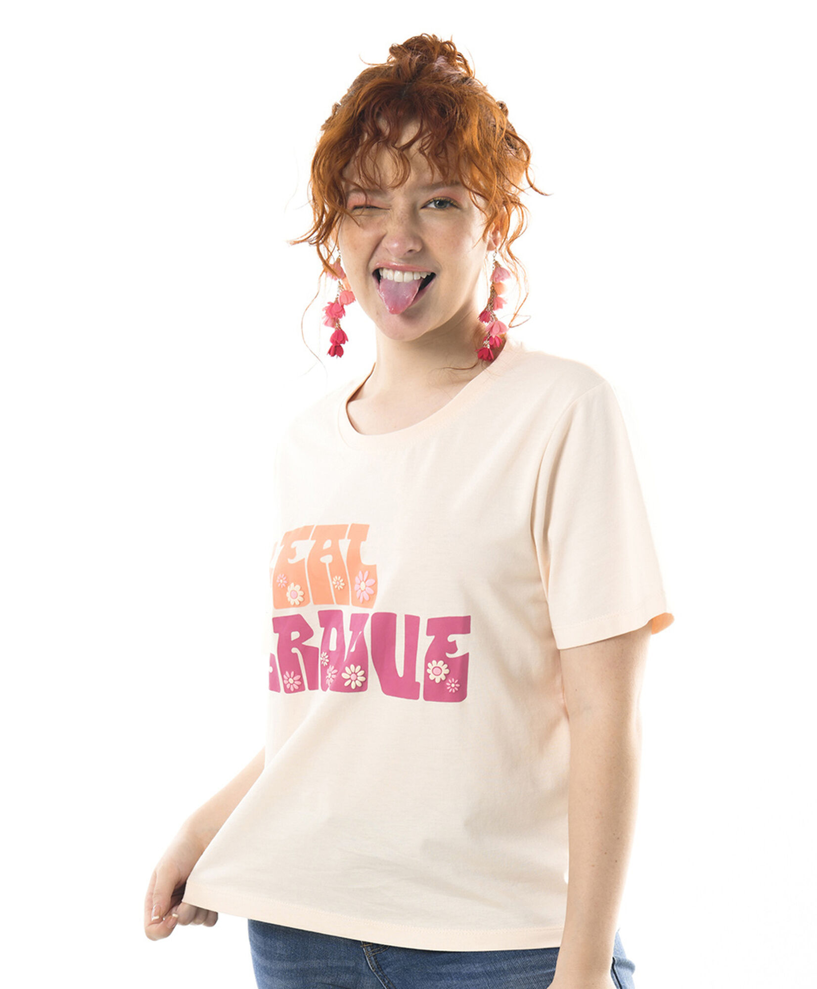 Polera mujer florcitas en texto Polera mujer florcitas en texto