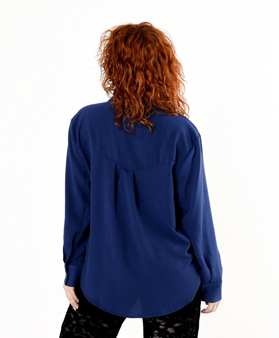 Blusa mujer camisera azul