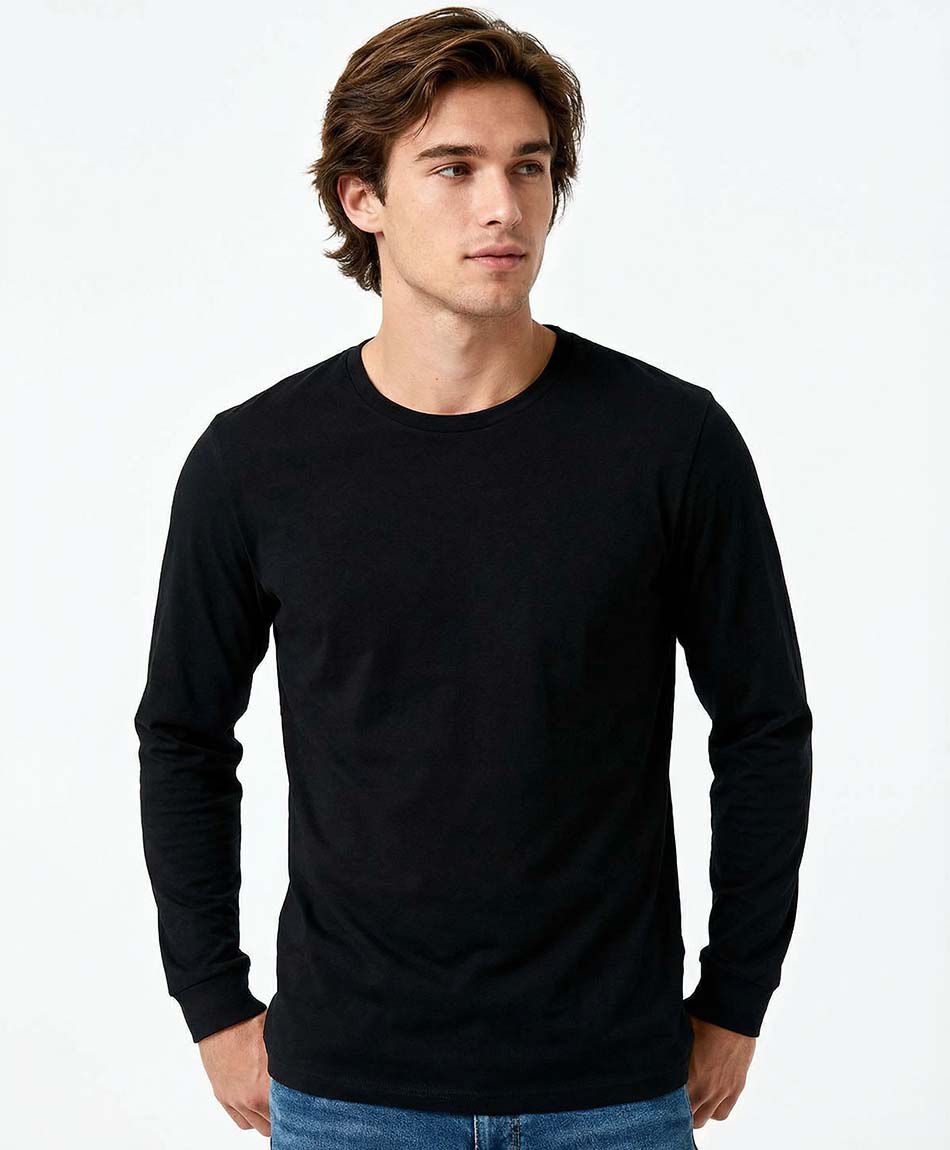 Polera hombre lisa manga larga