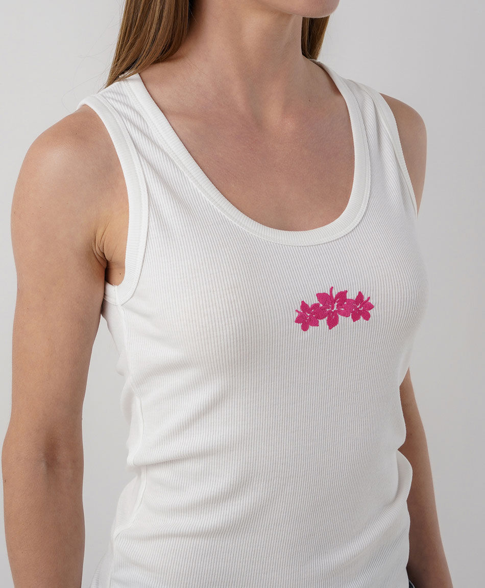 Polera mujer orqu&iacute;deas bordadas