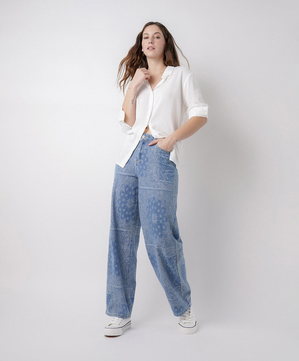 Jeans mujer wide leg estampados