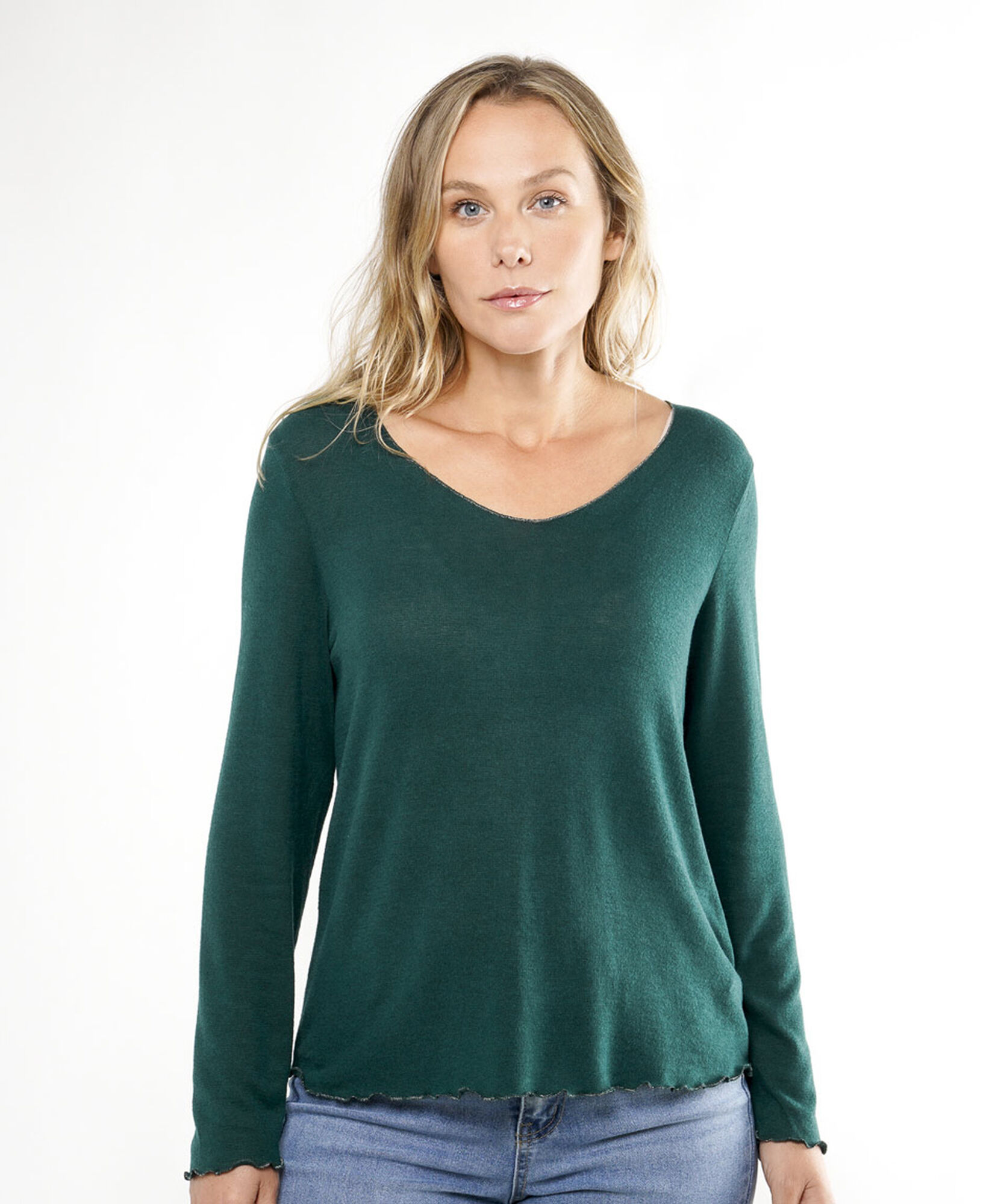 Polera mujer cuello v colores Polera mujer cuello v colores