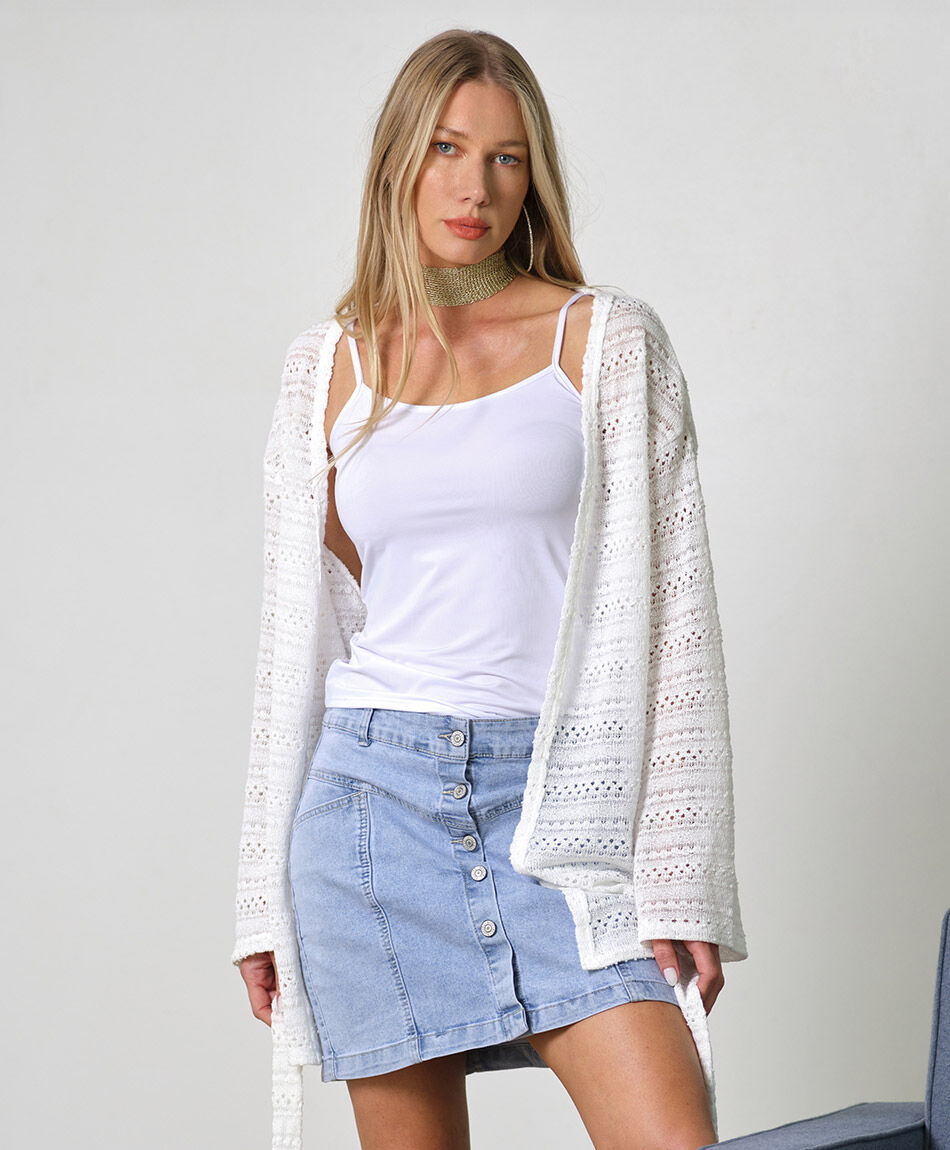 Cardigan mujer calado cinturón