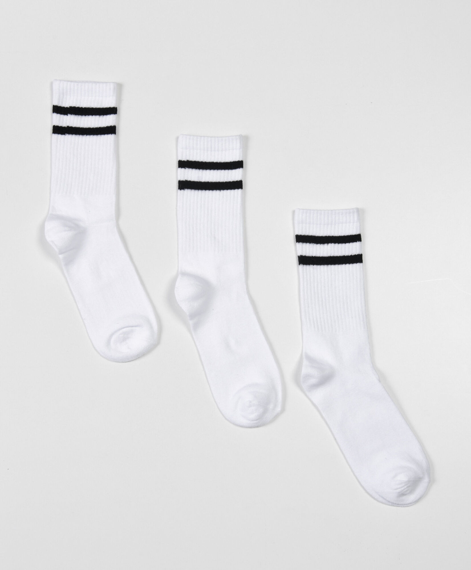 Pack 3 calcetines mujer blancos doble línea Pack 3 calcetines mujer blancos doble línea