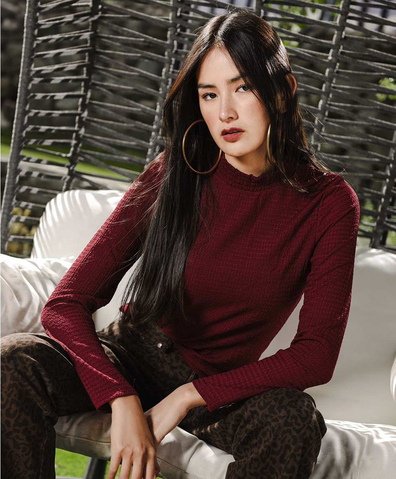 Polera mujer jacquard cuello perkins Polera mujer jacquard cuello perkins
