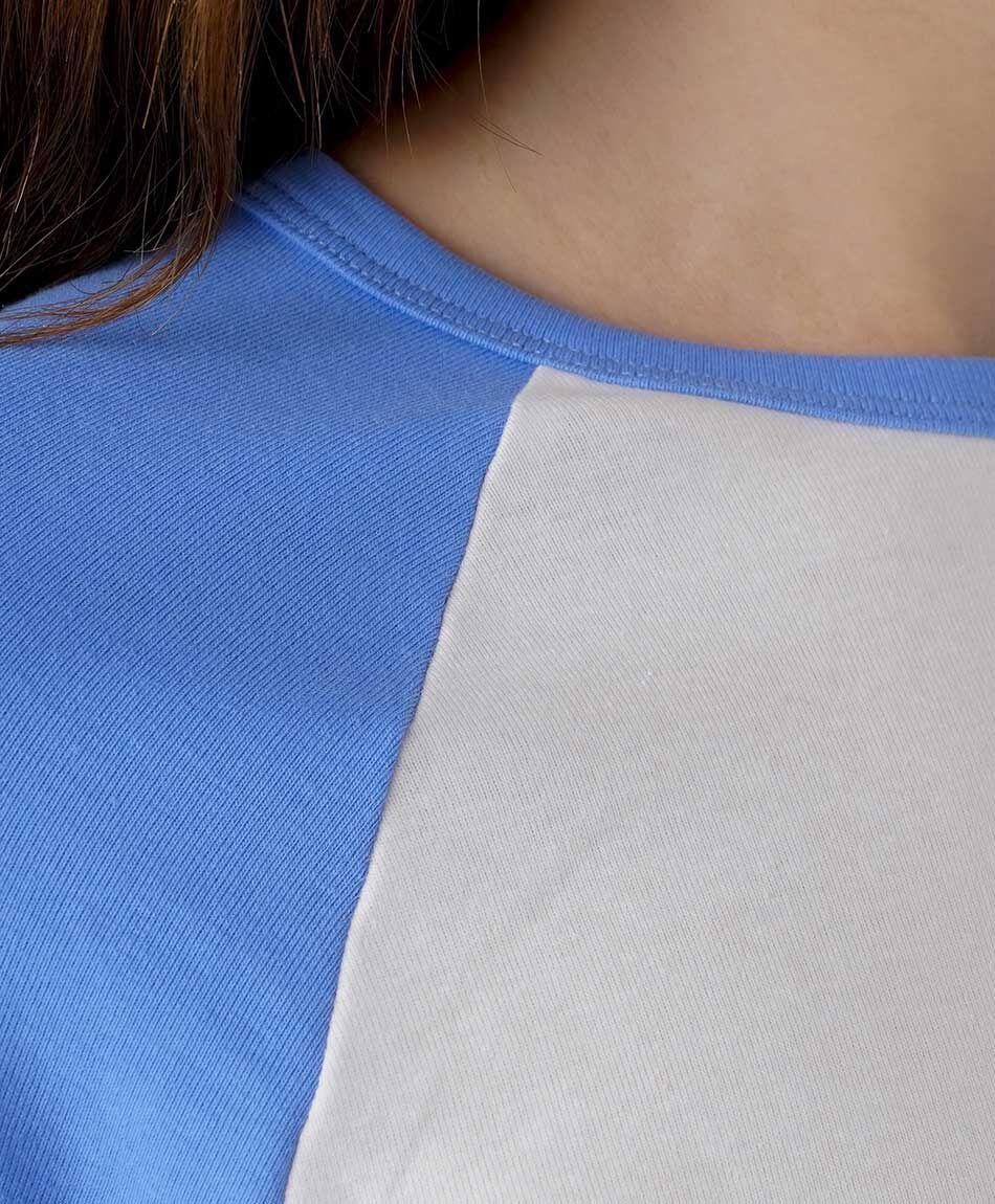 Polera mujer bicolor azul