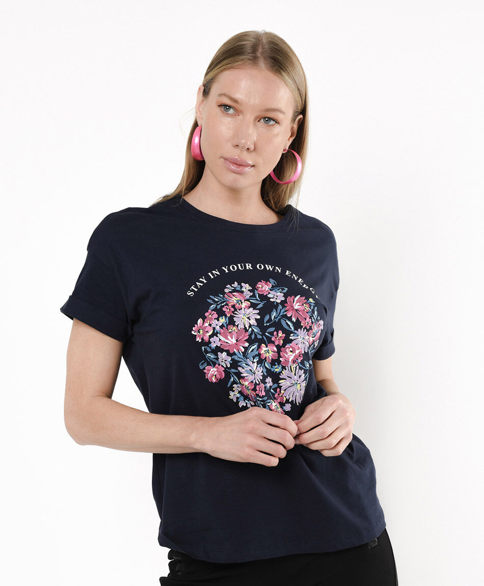 Polera mujer estampado floreado