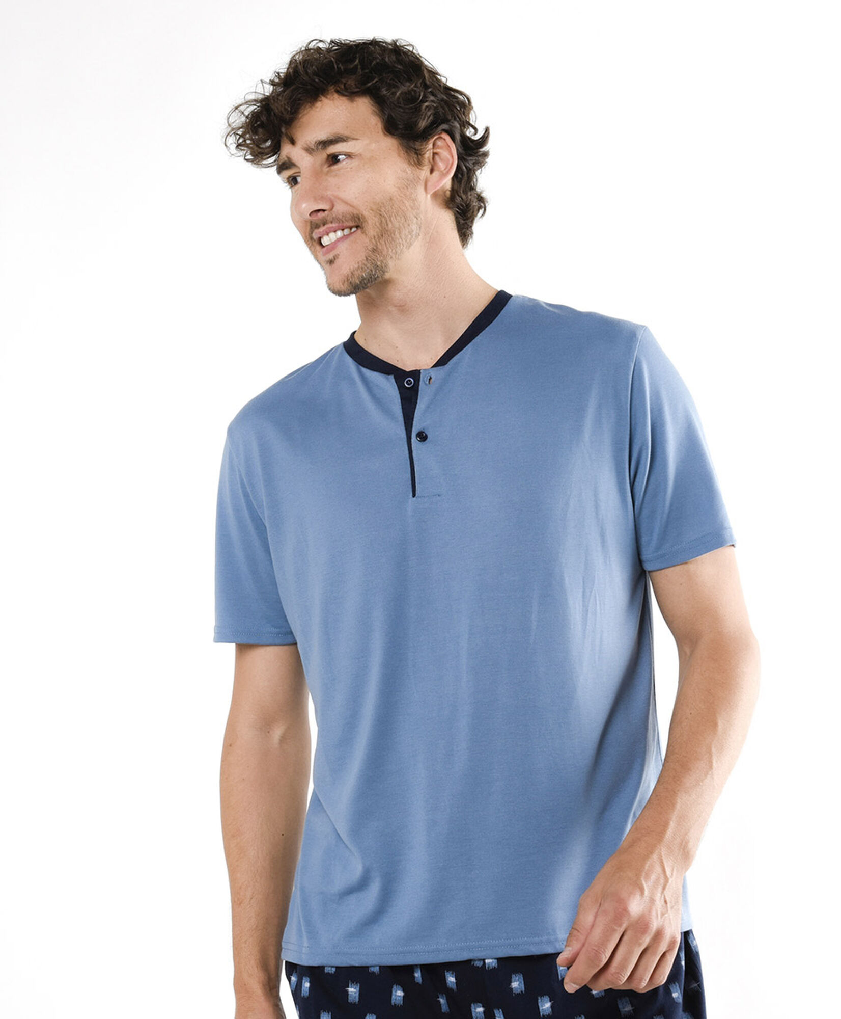 Pijama hombre azul botones Pijama hombre azul botones