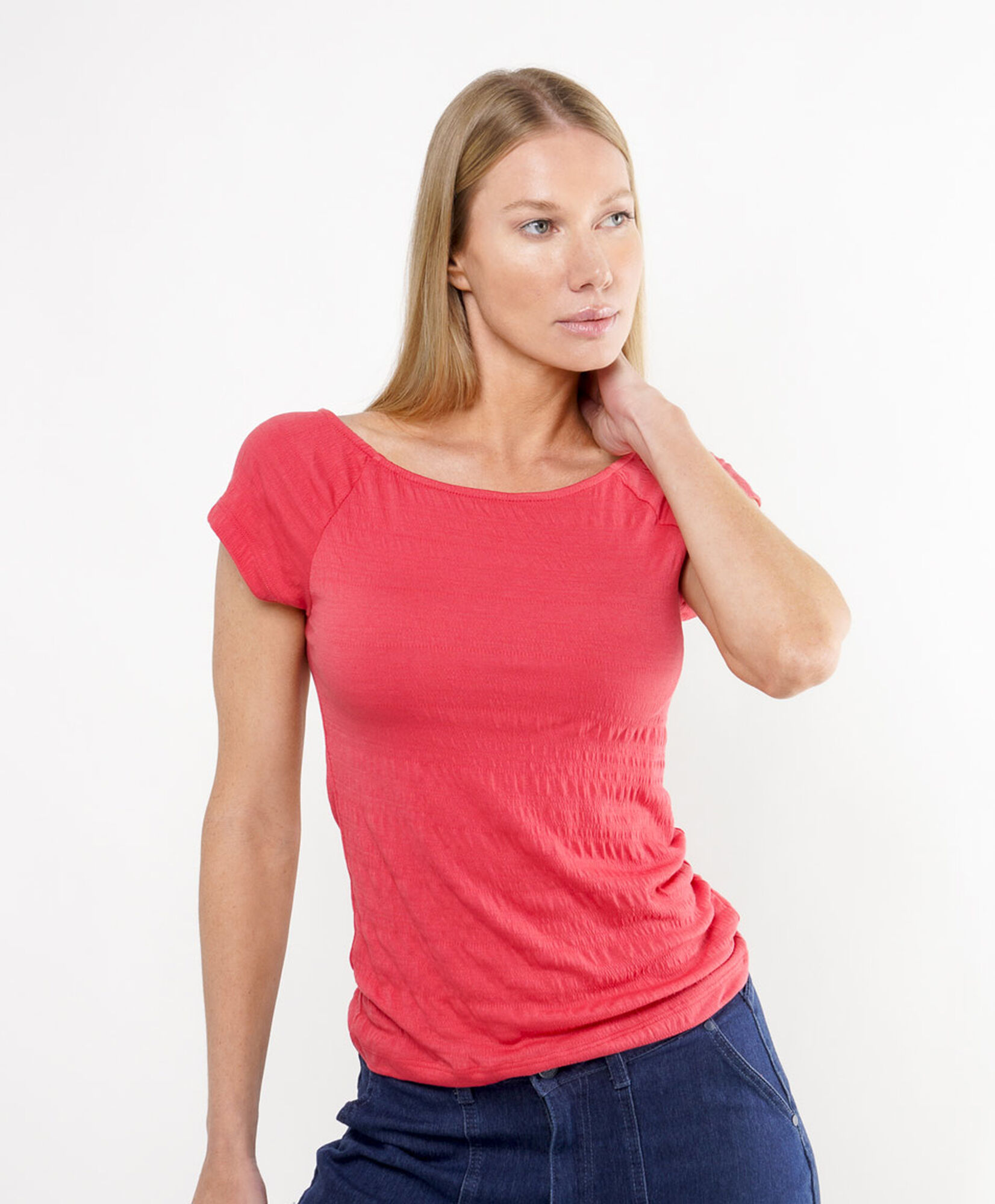Polera mujer básica pliegues Polera mujer básica pliegues