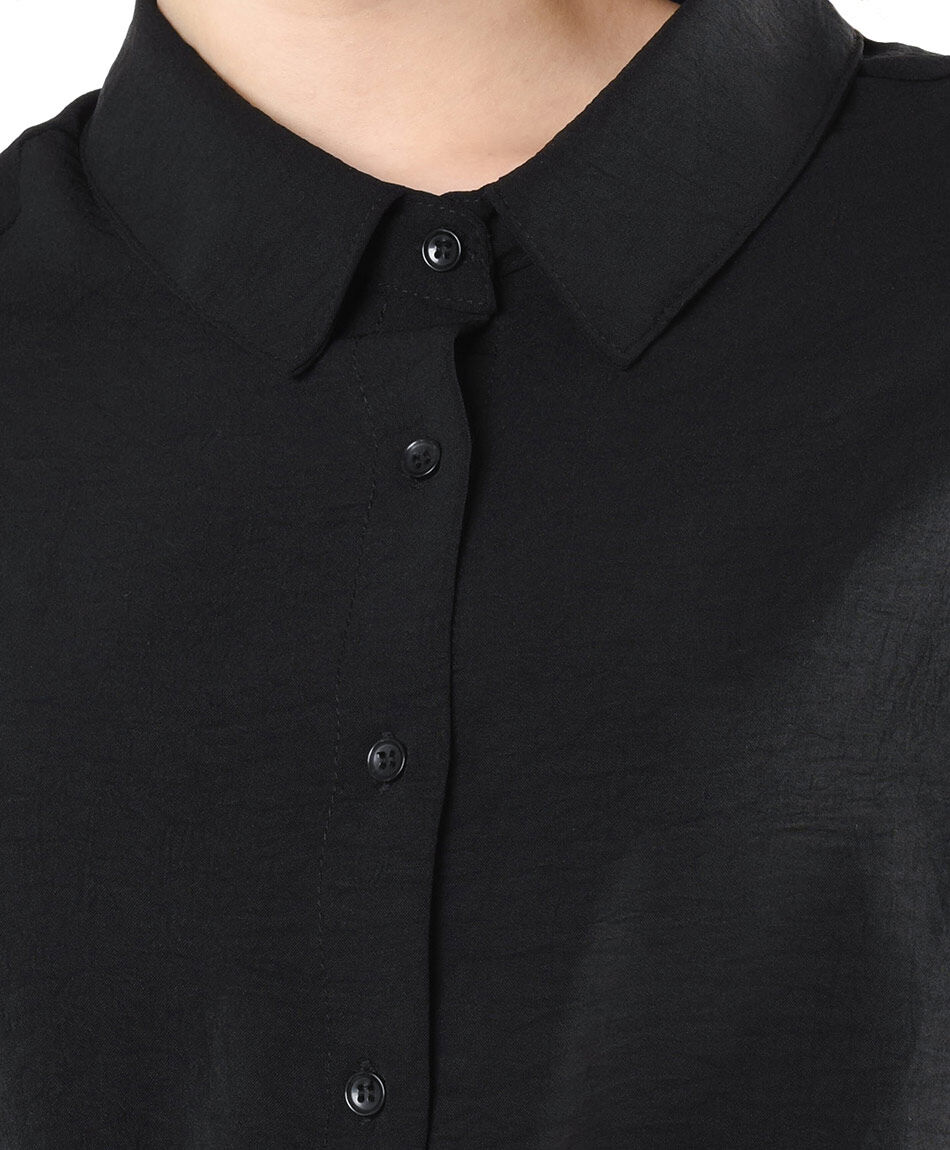 Blusa mujer lazo frontal negra