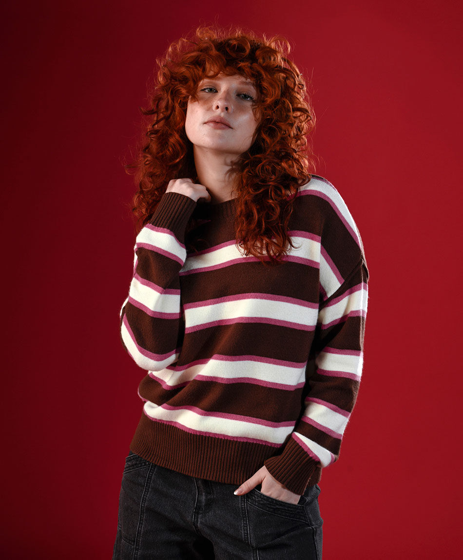 Sweater mujer rayas contraste