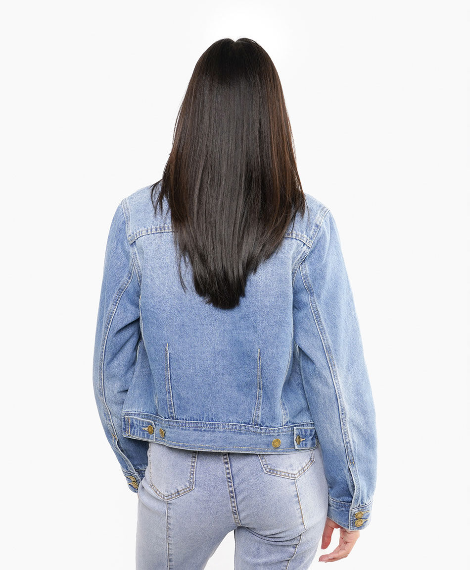 Chaqueta mujer denim cierre negro