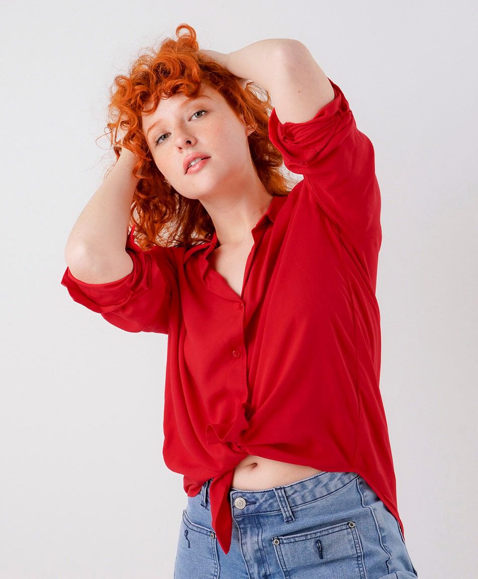 Blusa mujer camisera roja