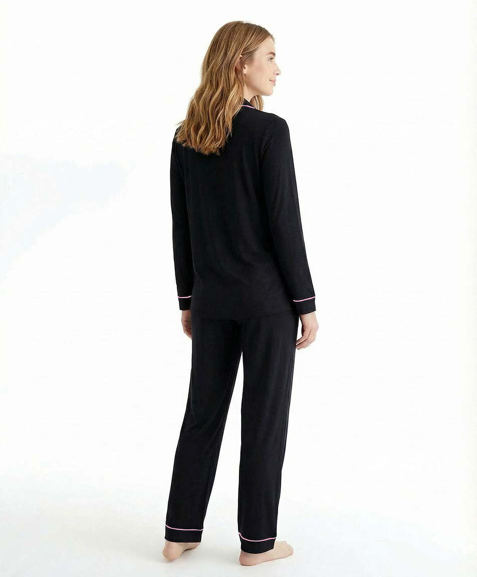 Pijama mujer camisero negro fantas&iacute;a