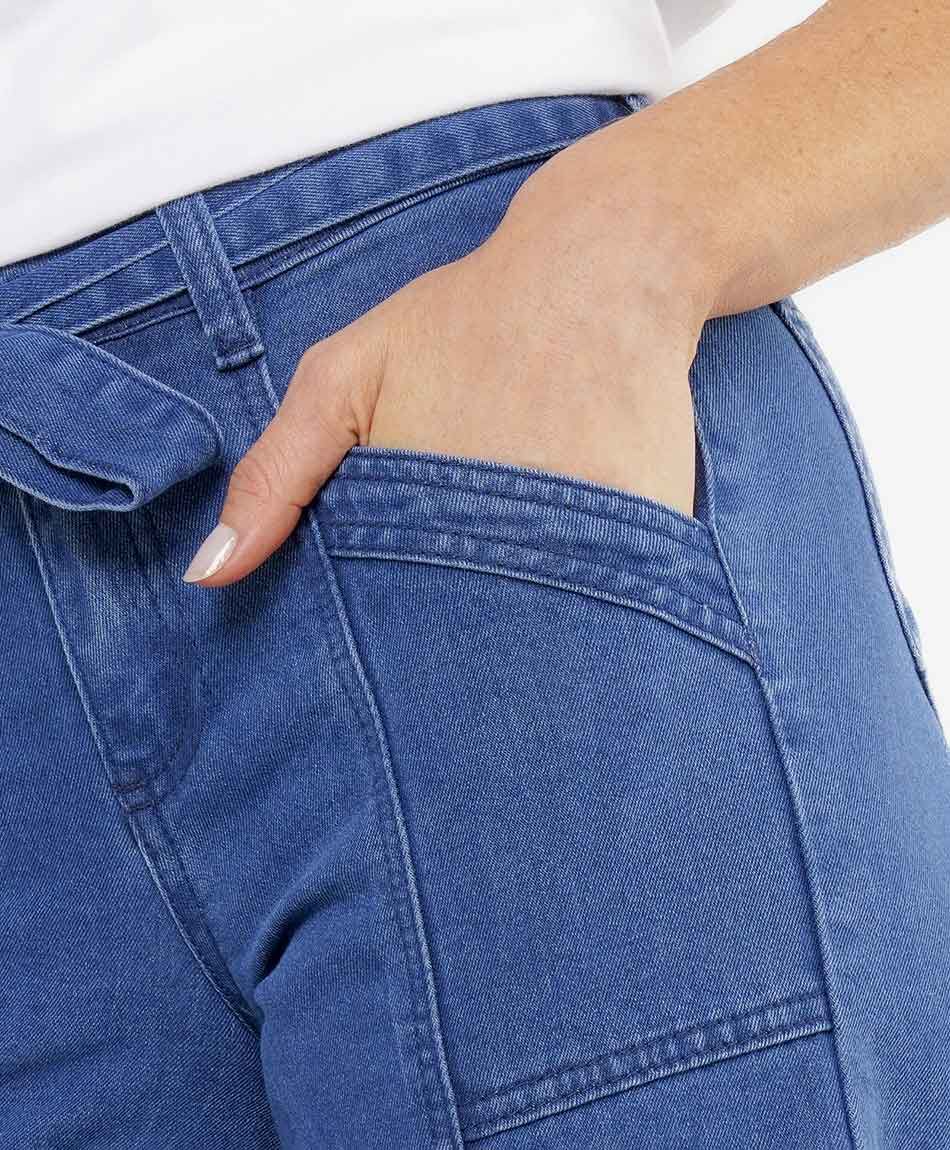 Jeans mujer costuras verticales wide