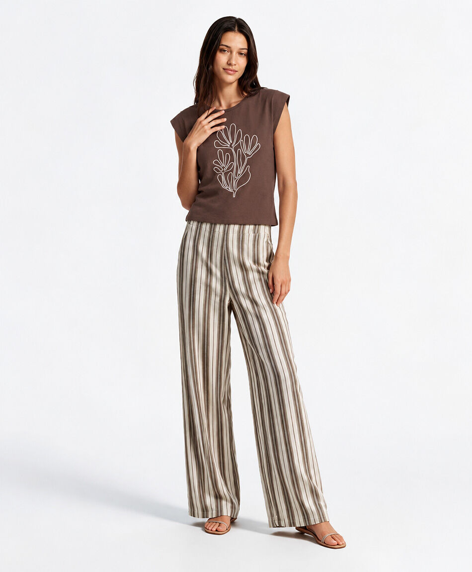 Pantal&oacute;n mujer rayas lino