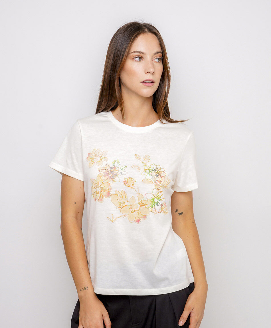 Polera mujer estampado flowers