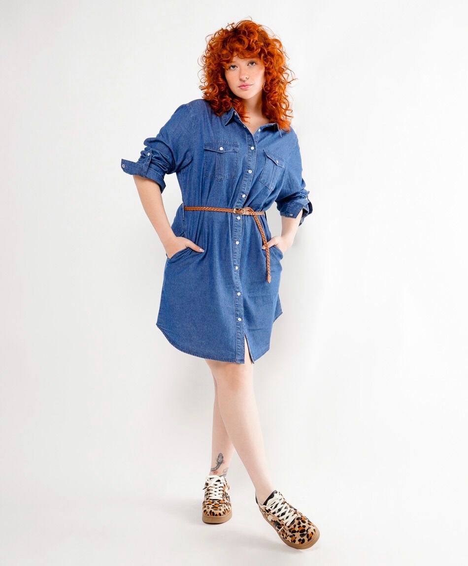 Vestido mujer denim cintur&oacute;n