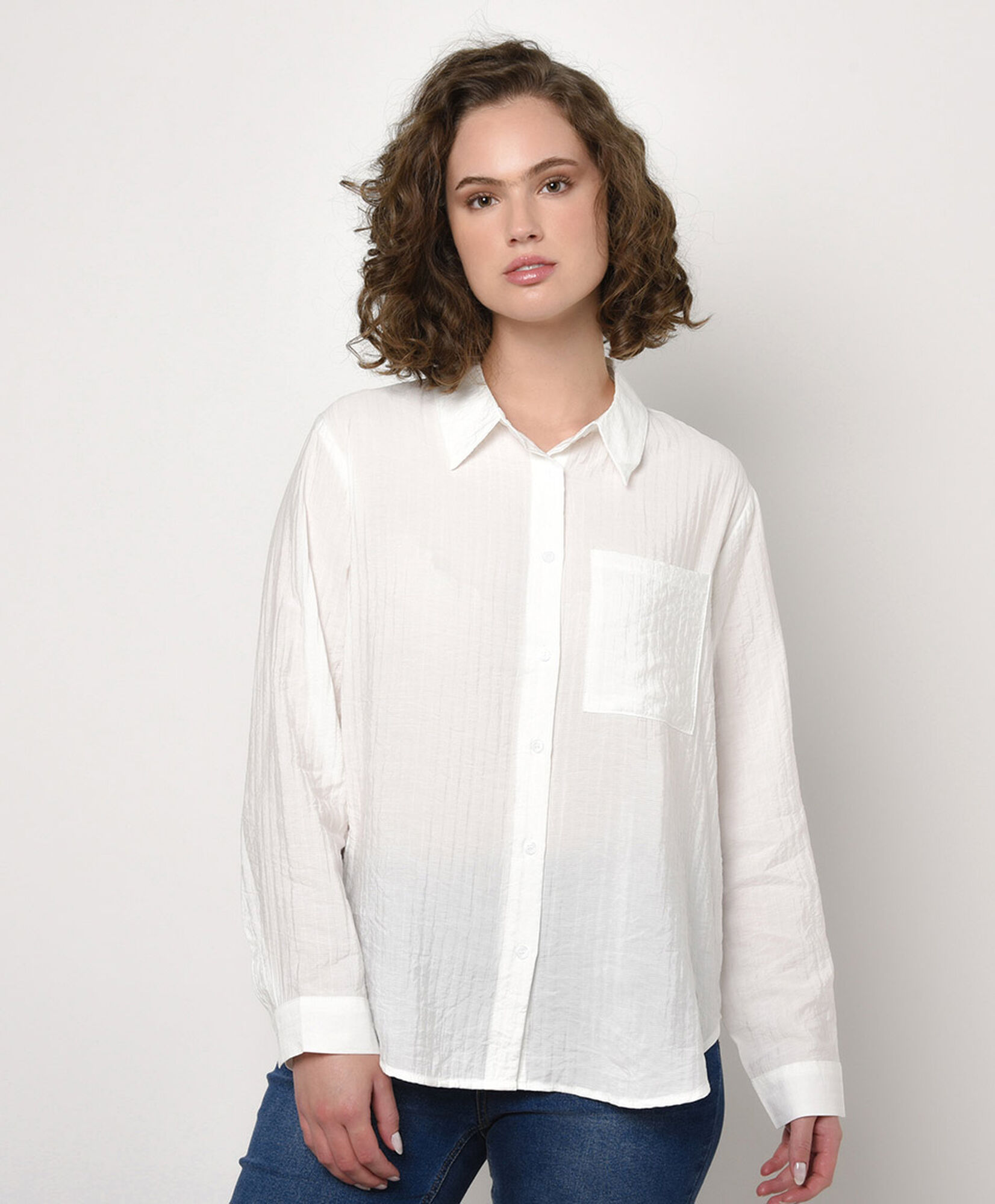 Blusa mujer textura blanca Blusa mujer textura blanca