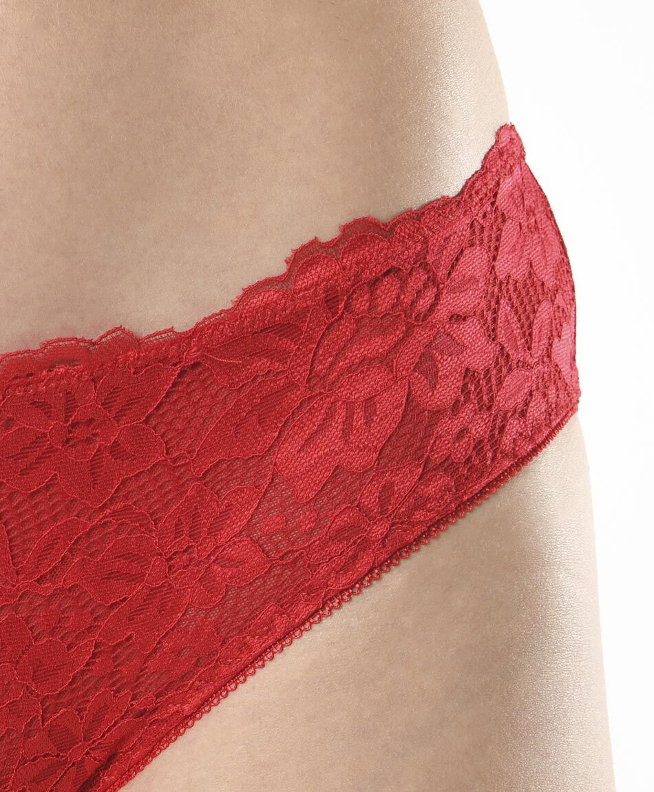 Pantaleta mujer encaje mesh rojo