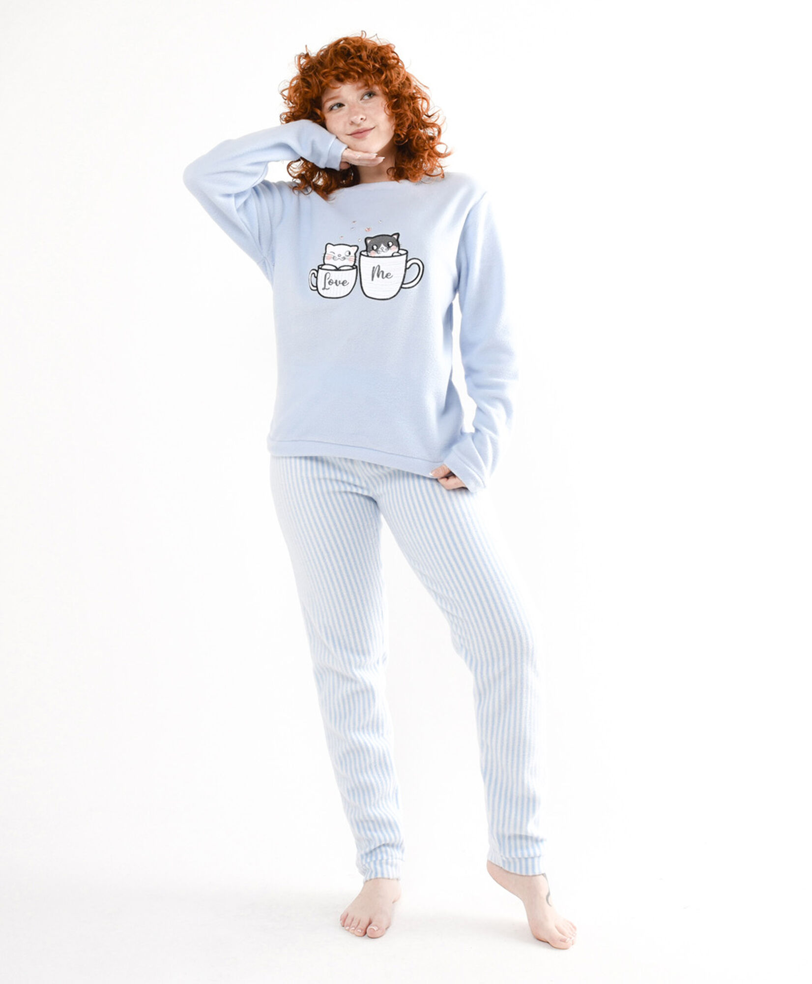 Pijama mujer gatos en tazas polar Pijama mujer gatos en tazas polar