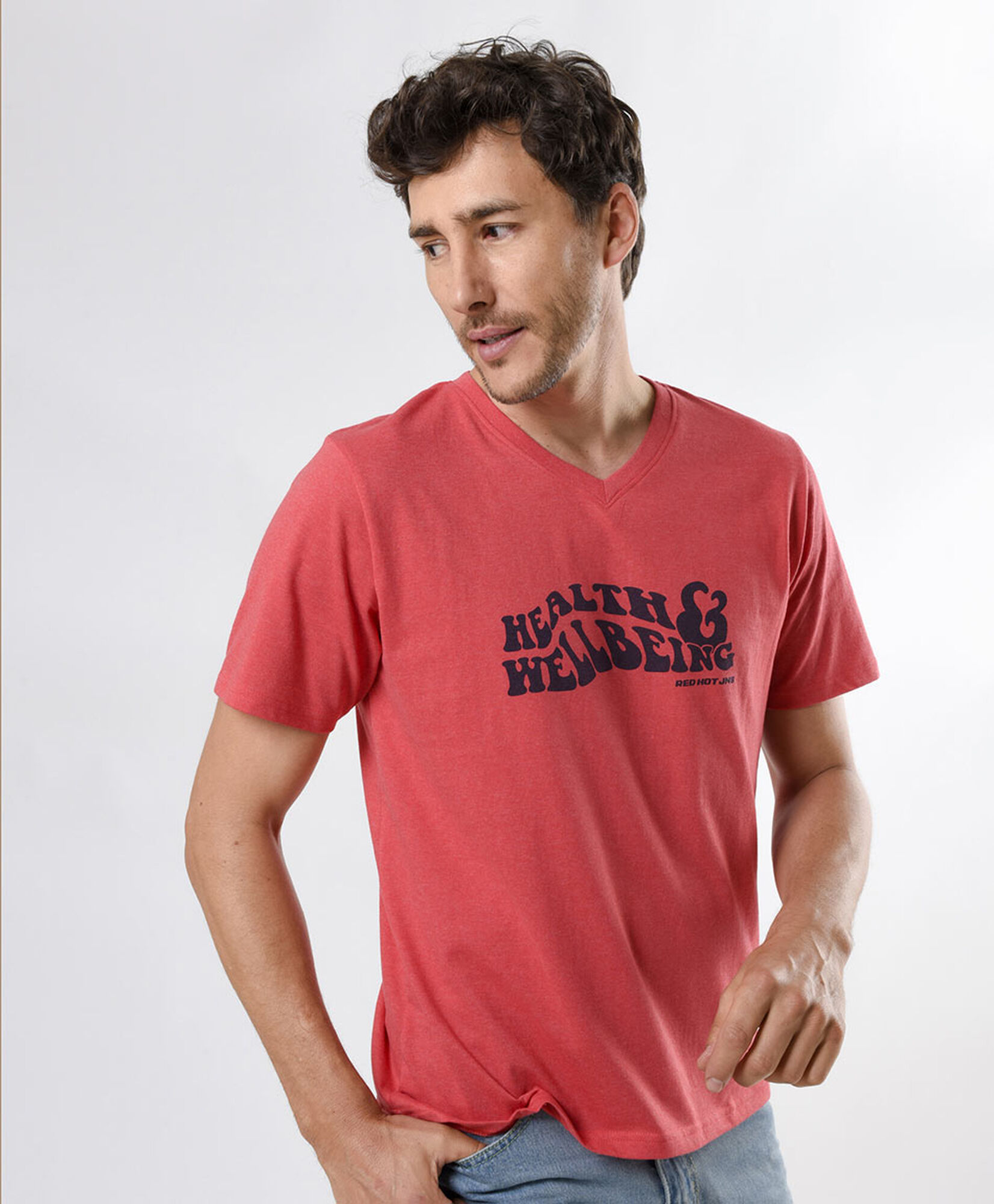 Polera hombre jaspeada texto Polera hombre jaspeada texto