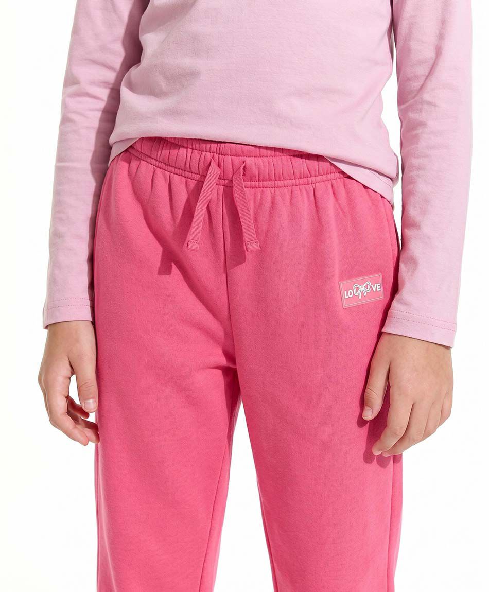 Pantal&oacute;n buzo ni&ntilde;a b&aacute;sico fucsia