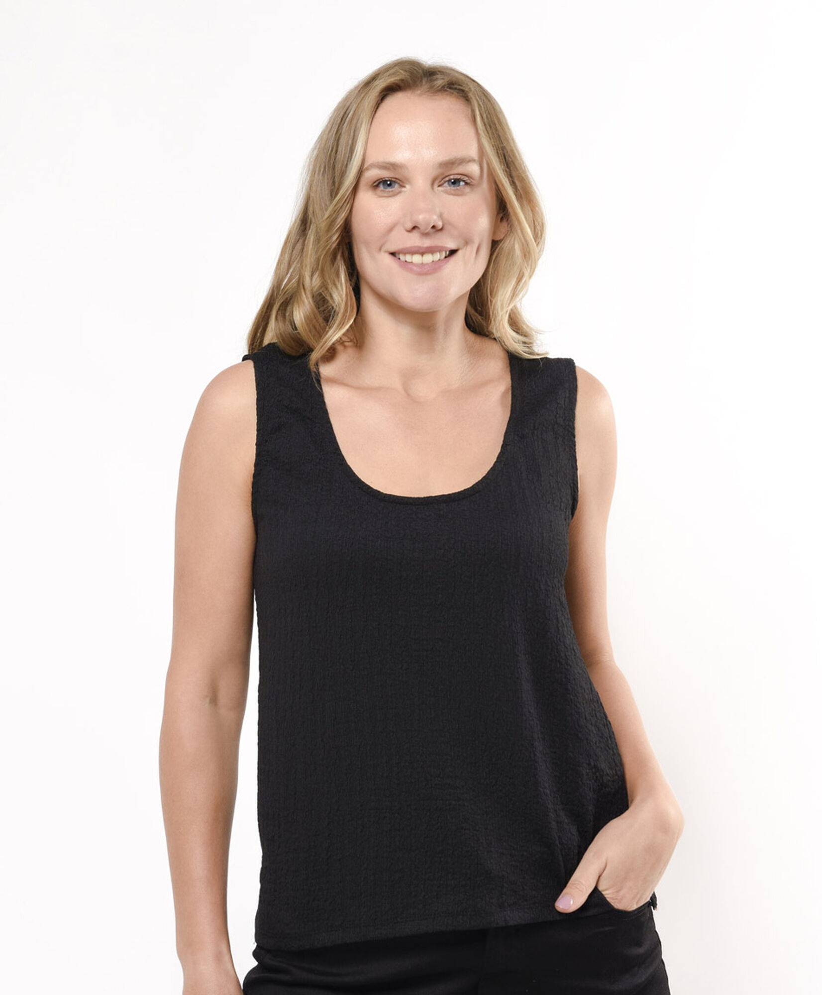 Polera mujer textura sin mangas Polera mujer textura sin mangas