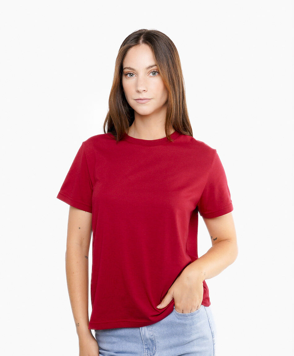 Polera mujer manga corta cl&aacute;sico rojo