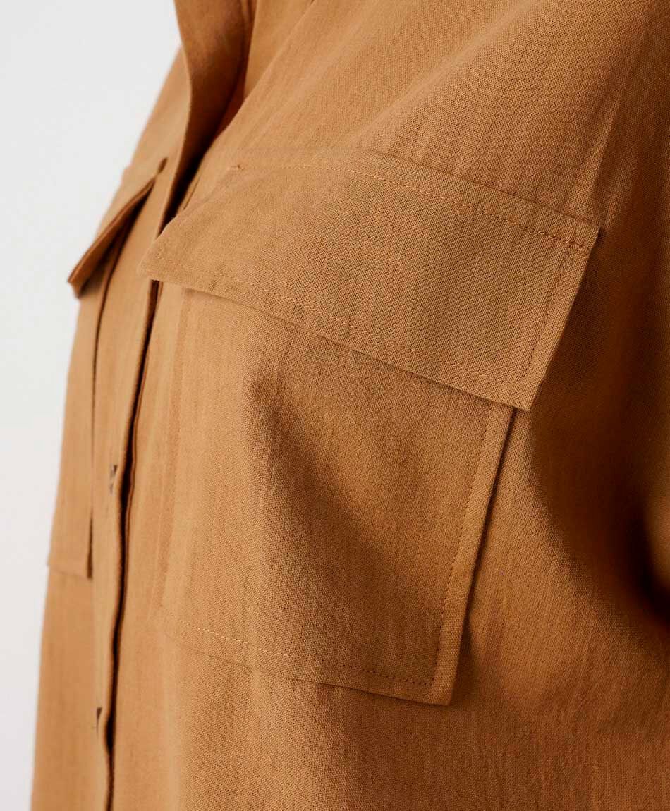 Blusa mujer lino bolsillos