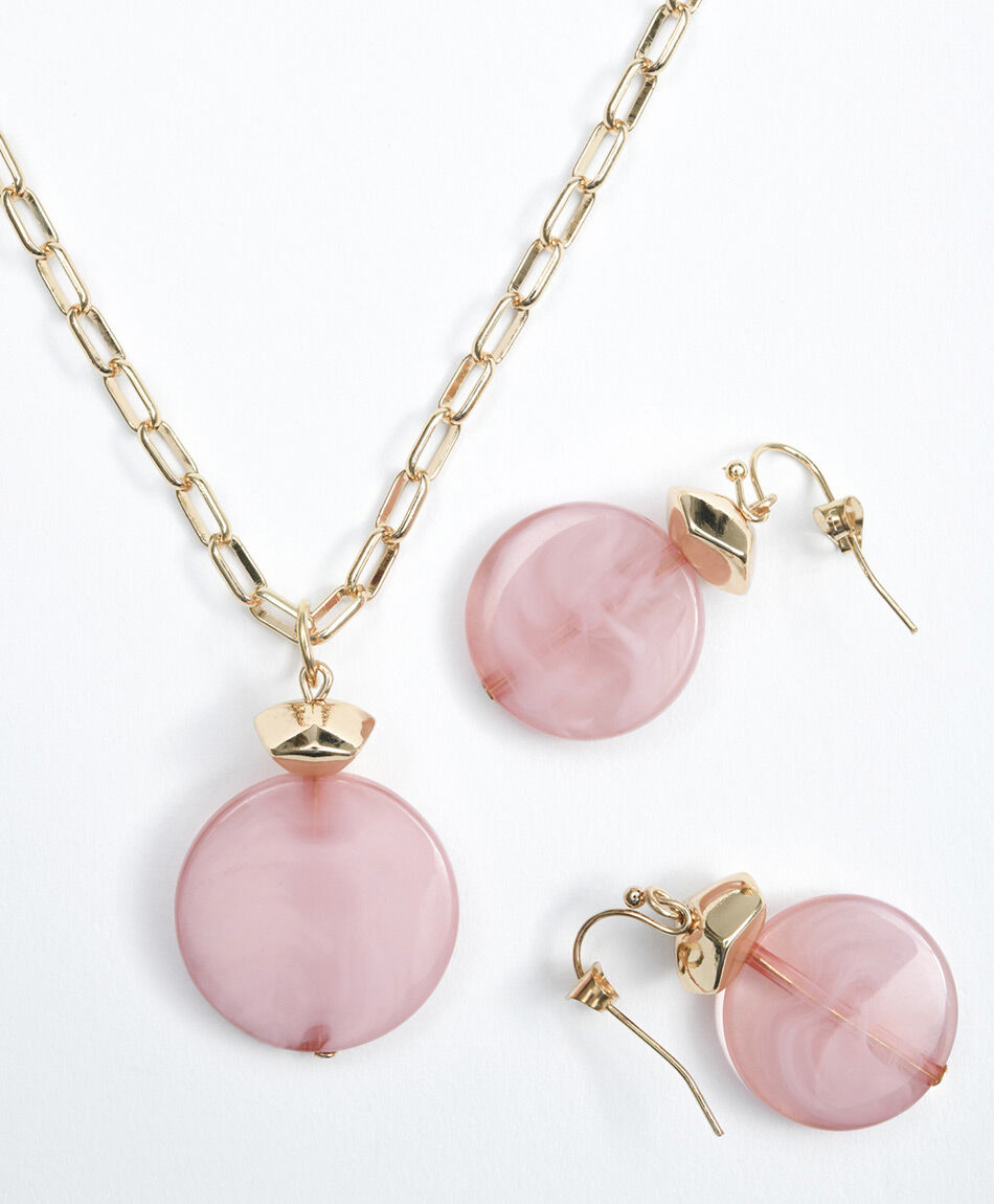 Set collar + aros mujer bicolor 3 piezas