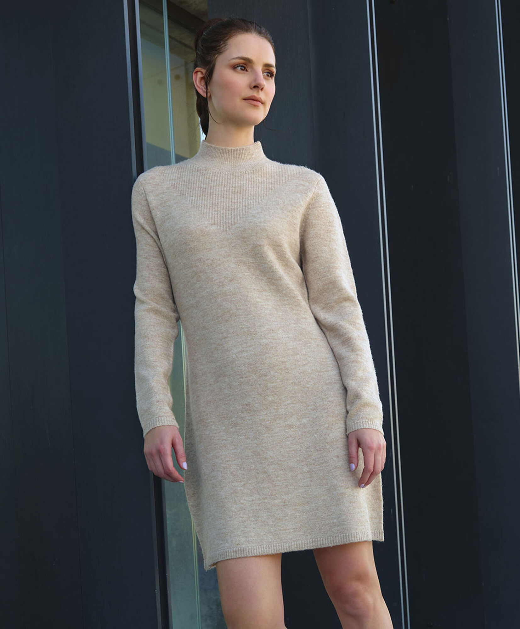 Vestido tejido corto mujer cuello perkins Vestido tejido corto mujer cuello perkins