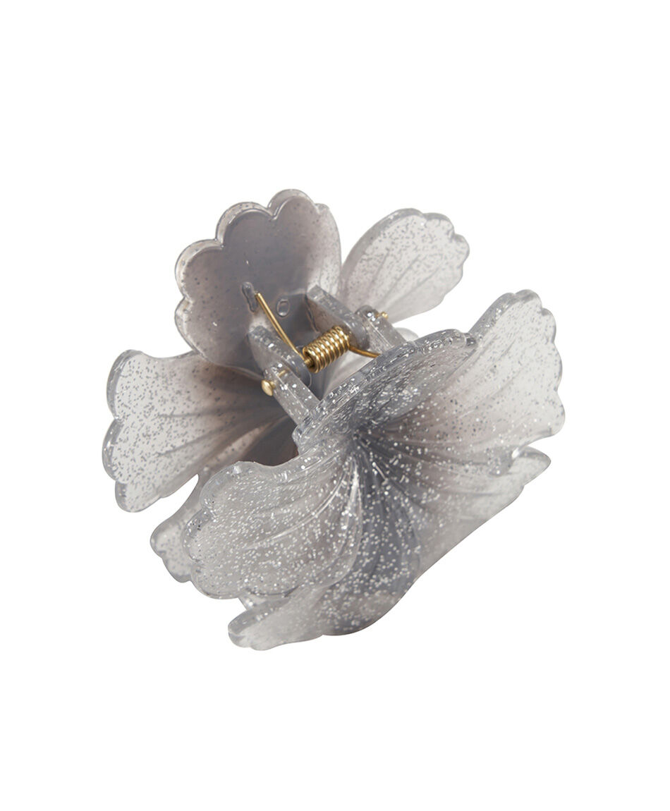 Pinche mujer flor gris brillos