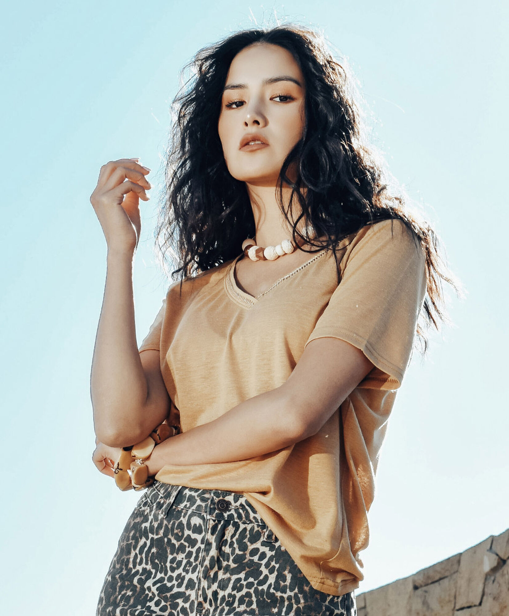 Polera mujer cuello bordado lino Polera mujer cuello bordado lino