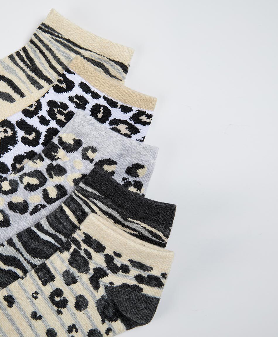 Pack 5 calcetines mujer cortos animal print