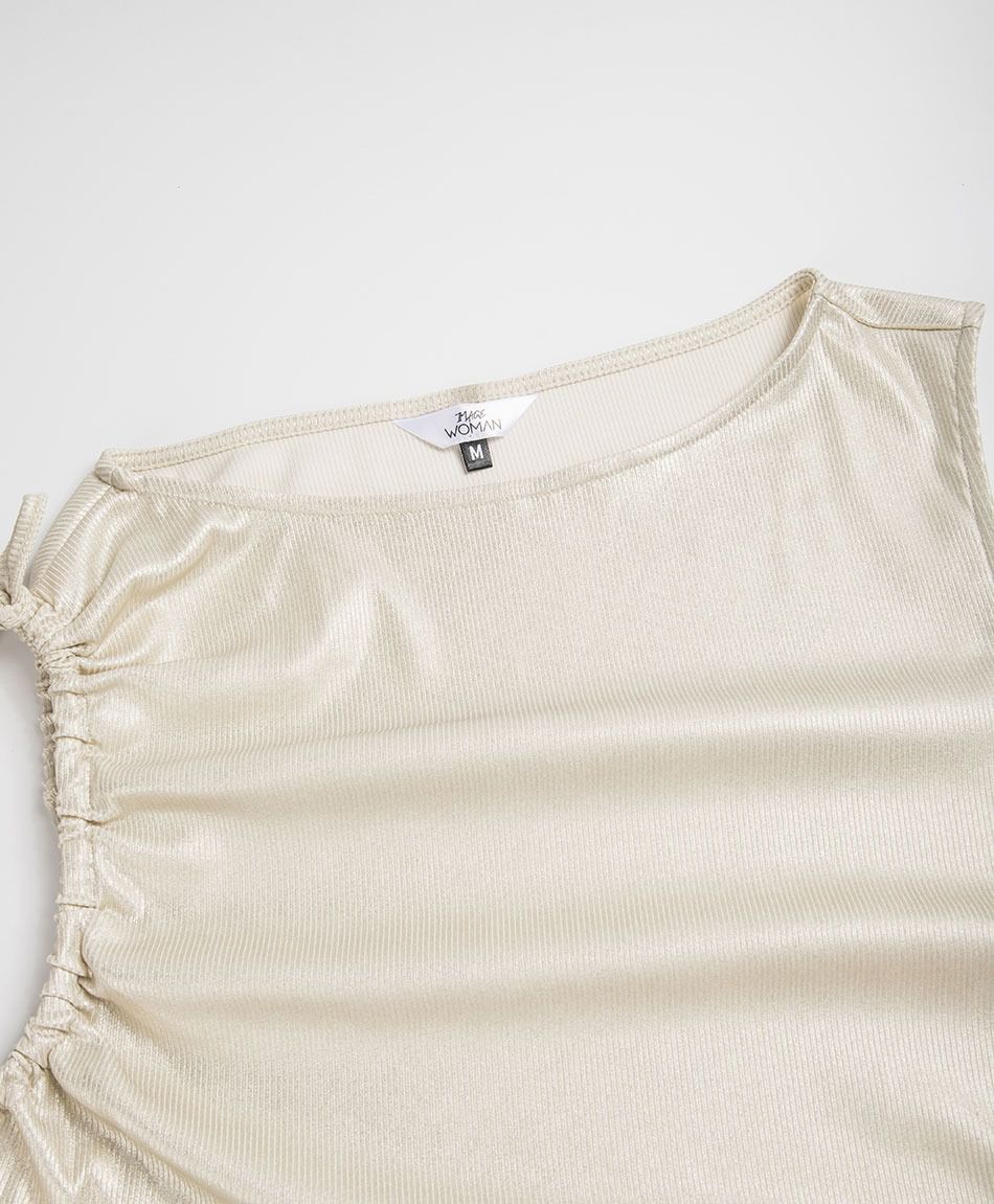 Polera mujer dorada lazo