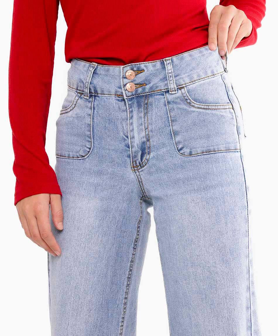 Jeans mujer wide leg basta doblada