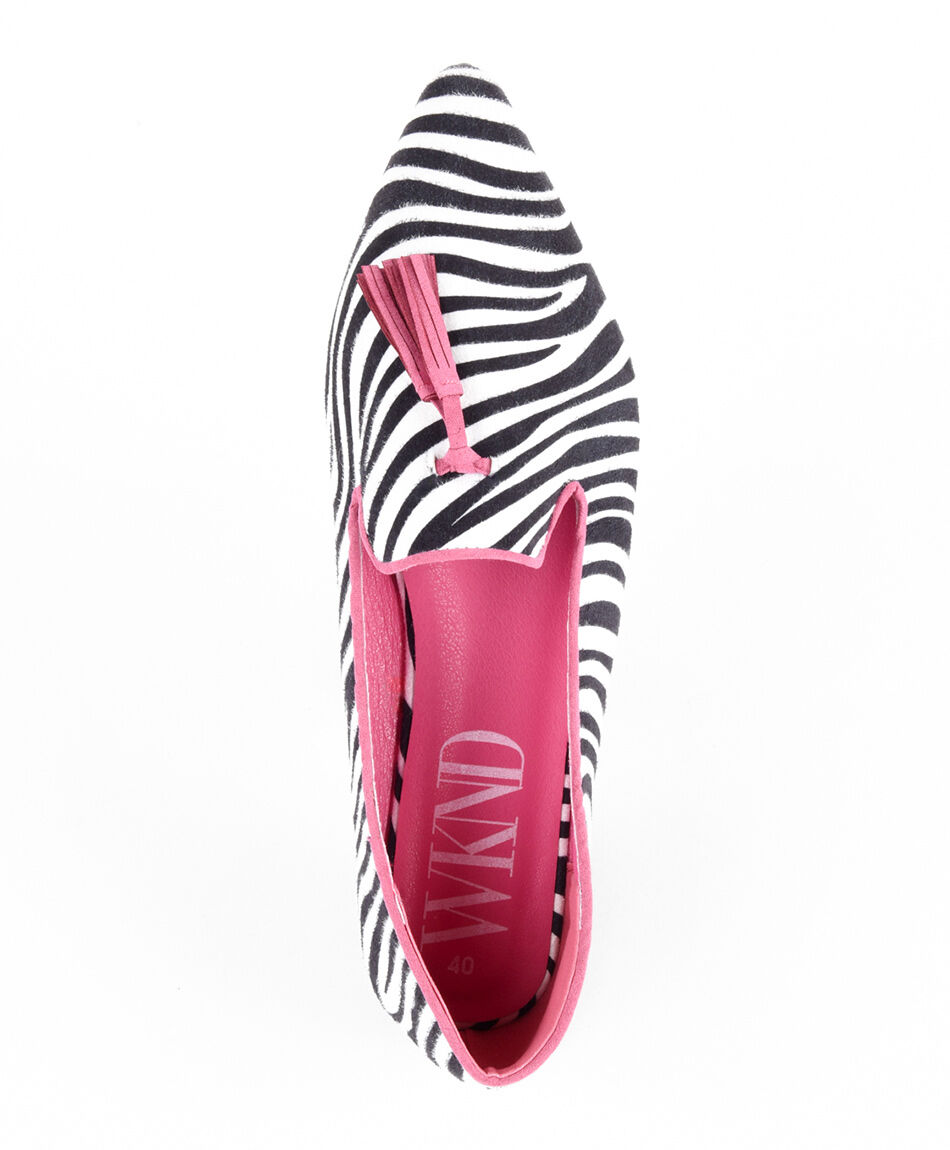 Zapato mujer fleco cebra