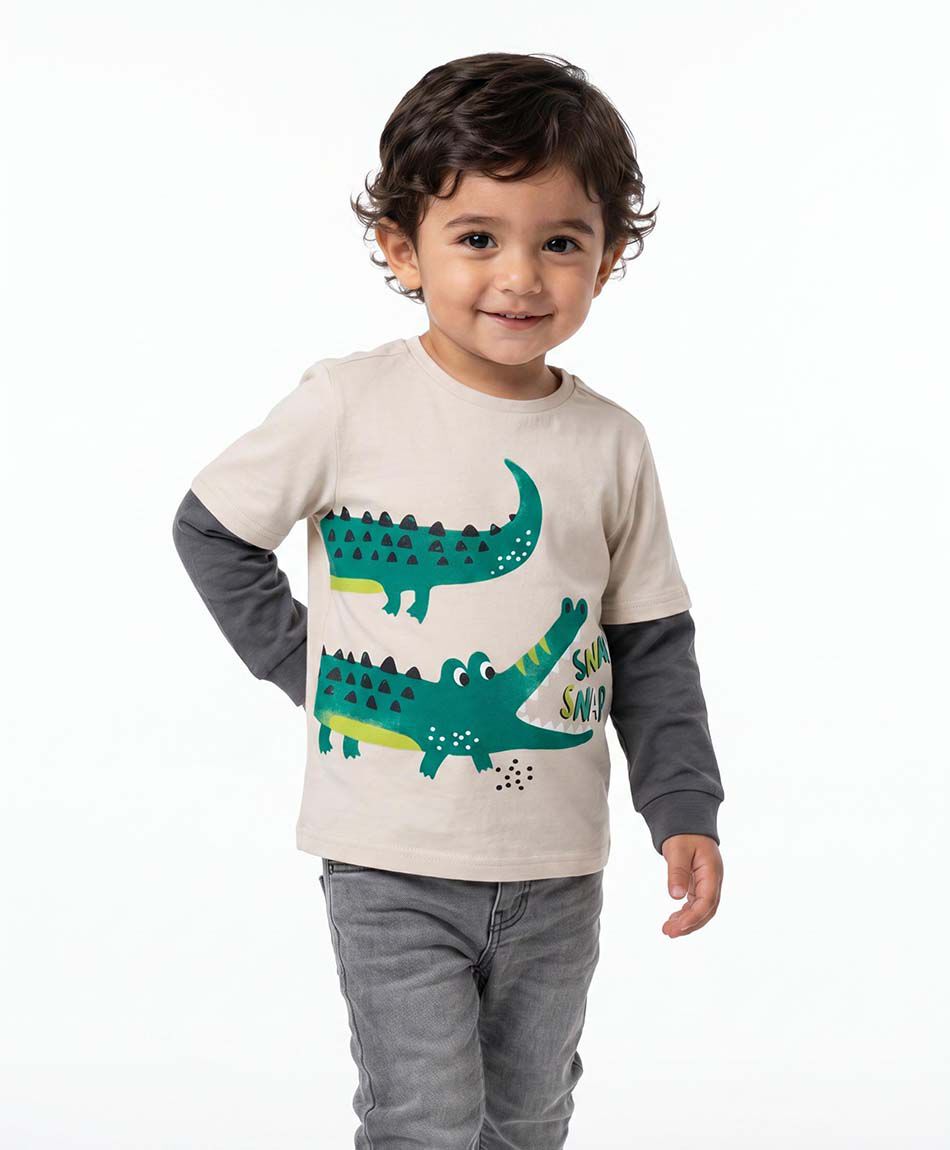 Polera beb&eacute; manga larga cocodrilo
