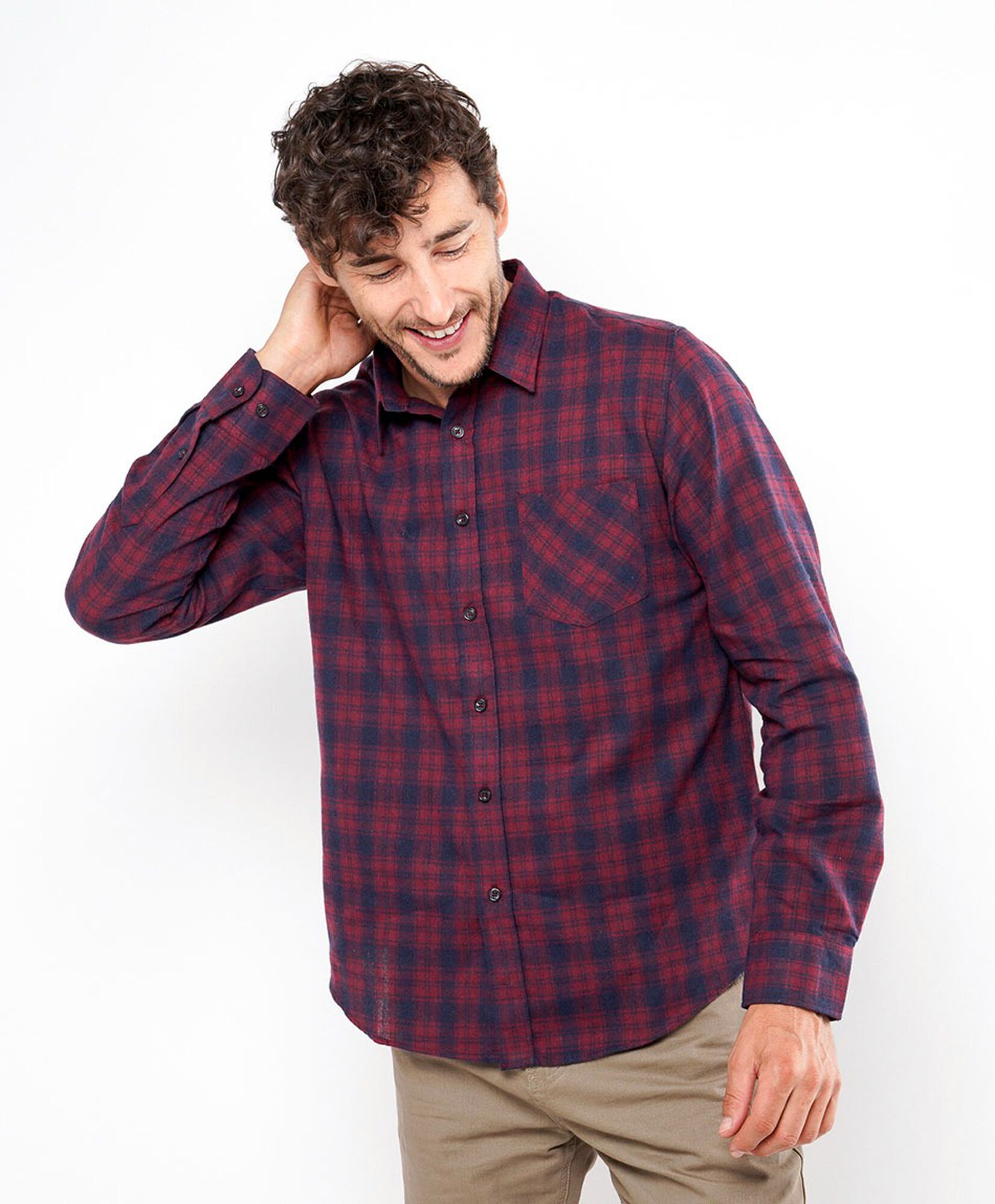 Camisa hombre cuadrillé burdeo Camisa hombre cuadrillé burdeo
