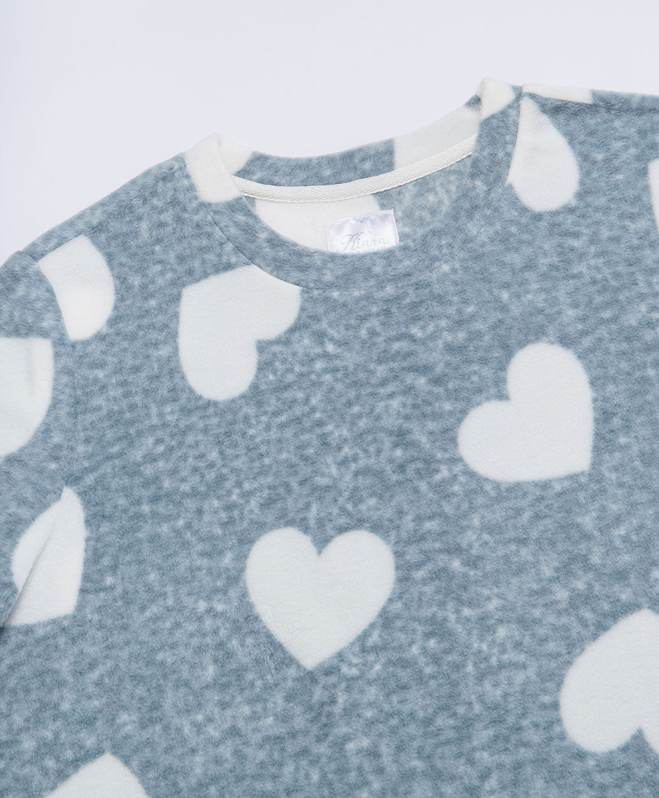 Pijama mujer polar corazones white