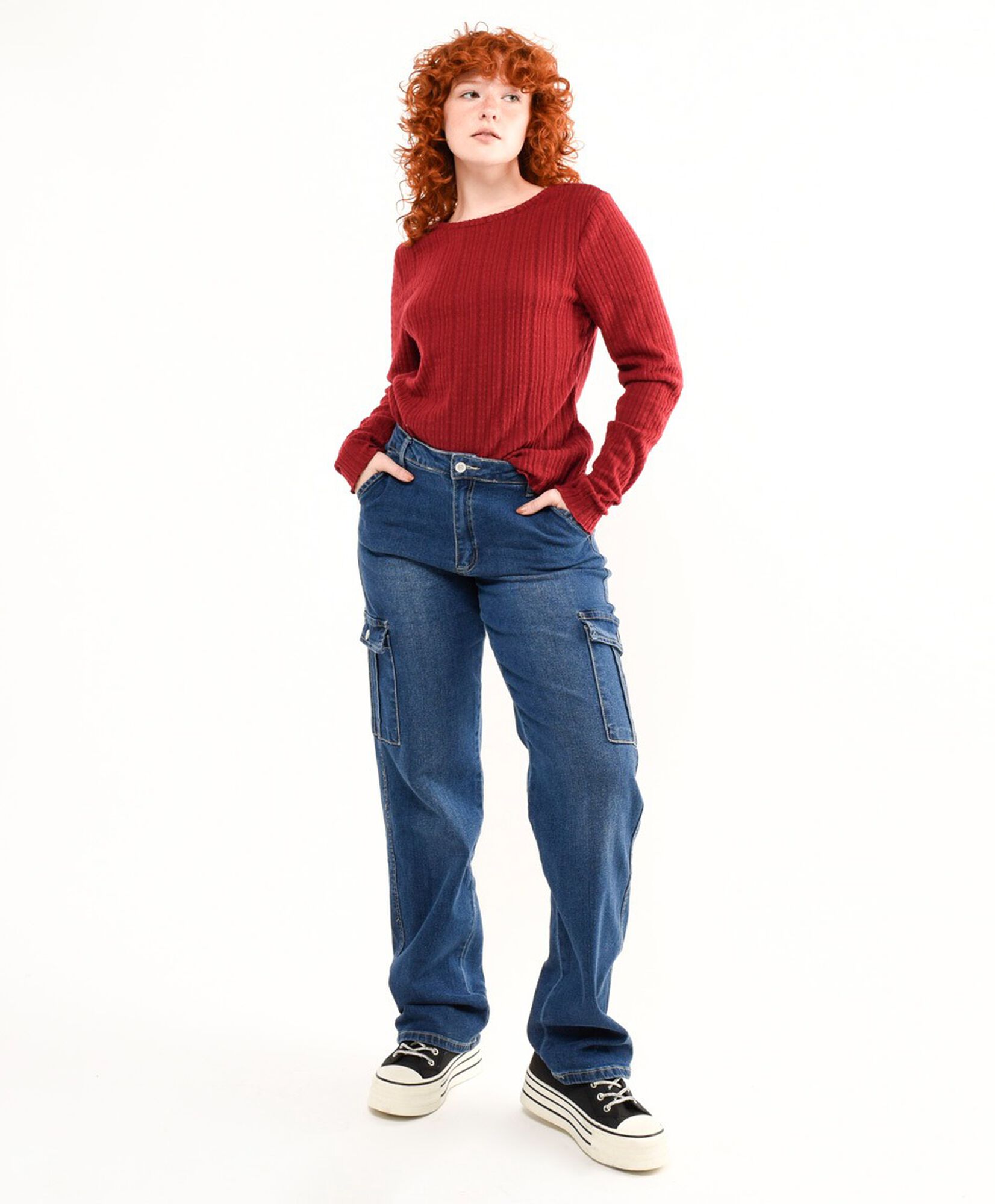 Jeans mujer cargo botón Jeans mujer cargo botón