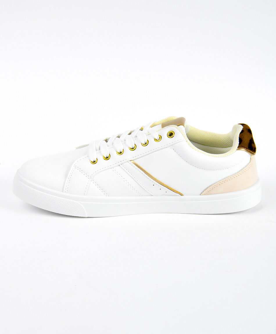 Zapatilla mujer detalles dorados