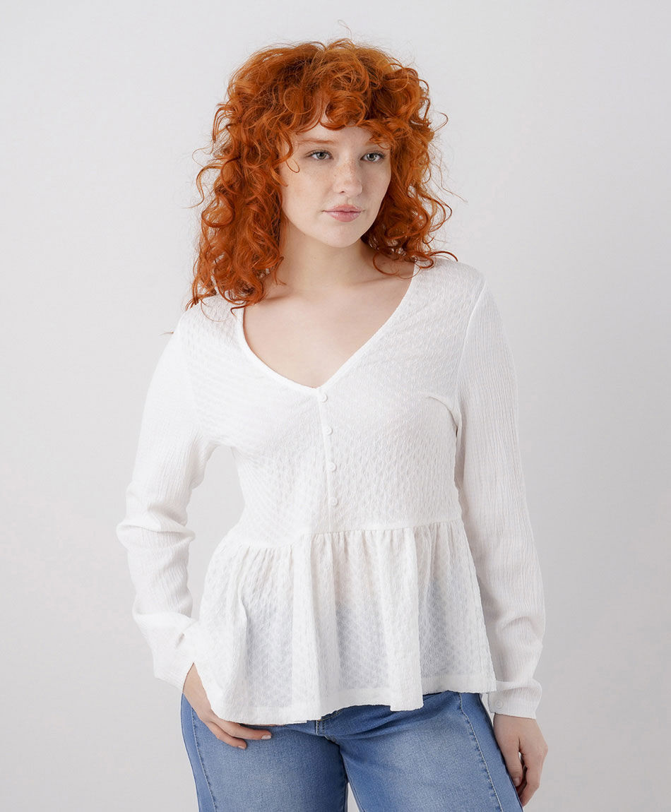 Blusa mujer jacquard botones