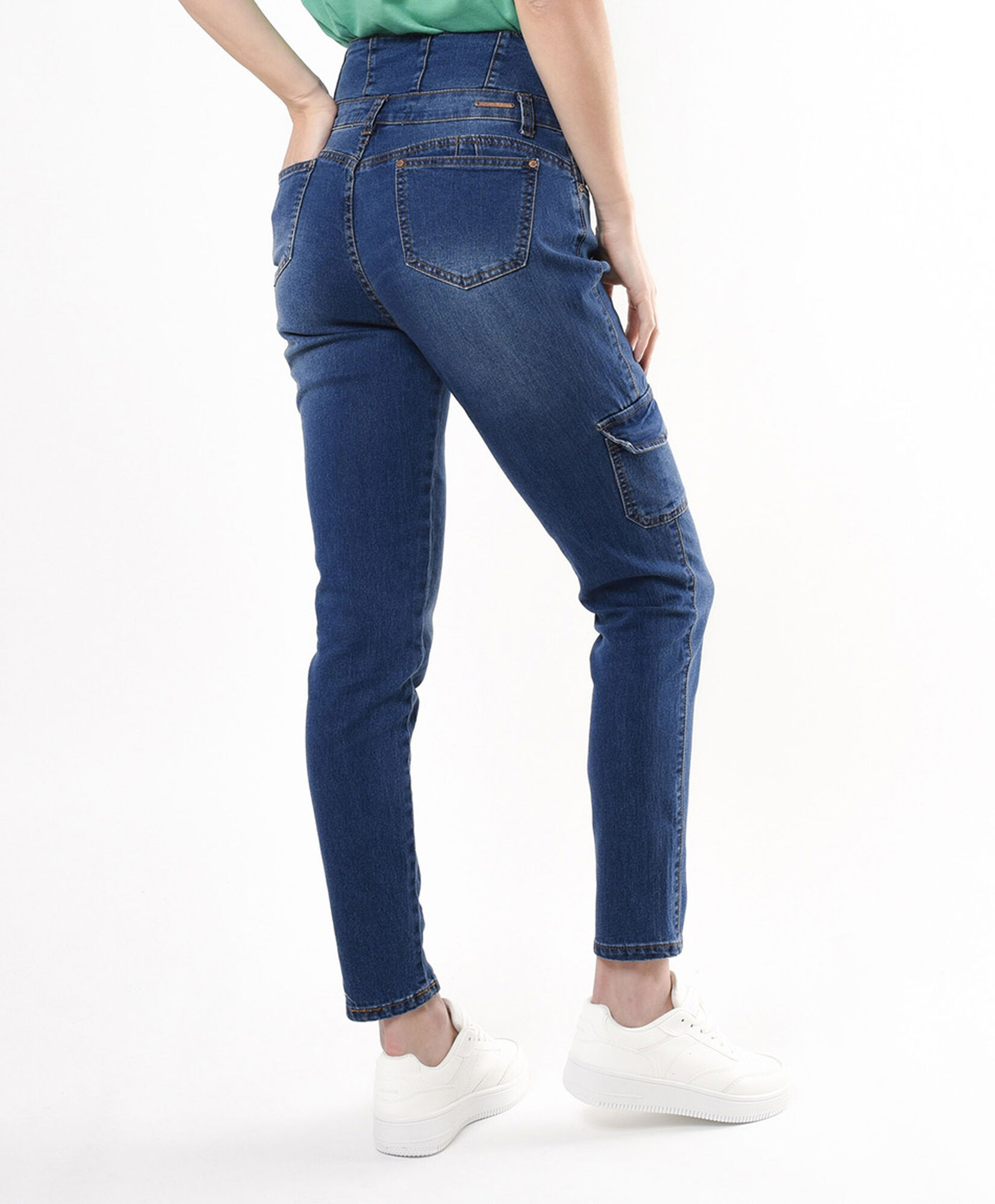 Jeans mujer pretina ancha cargo Jeans mujer pretina ancha cargo
