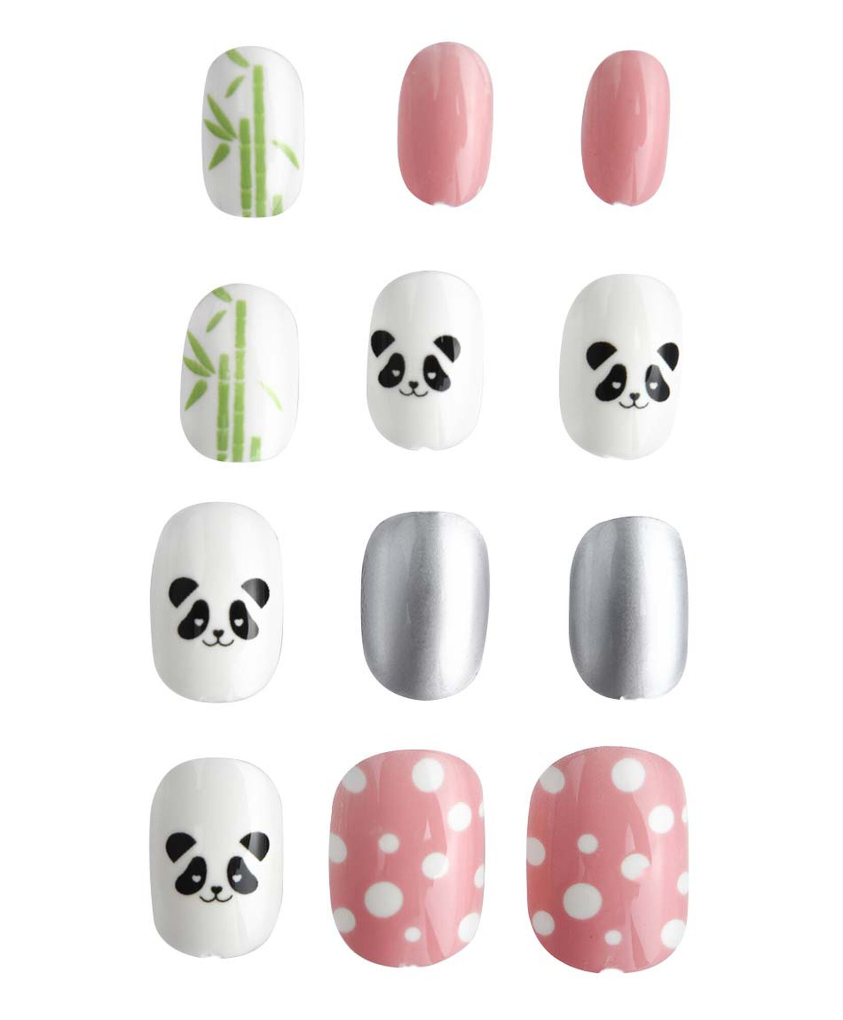 Set uñas postizas panda 12 piezas Set uñas postizas panda 12 piezas
