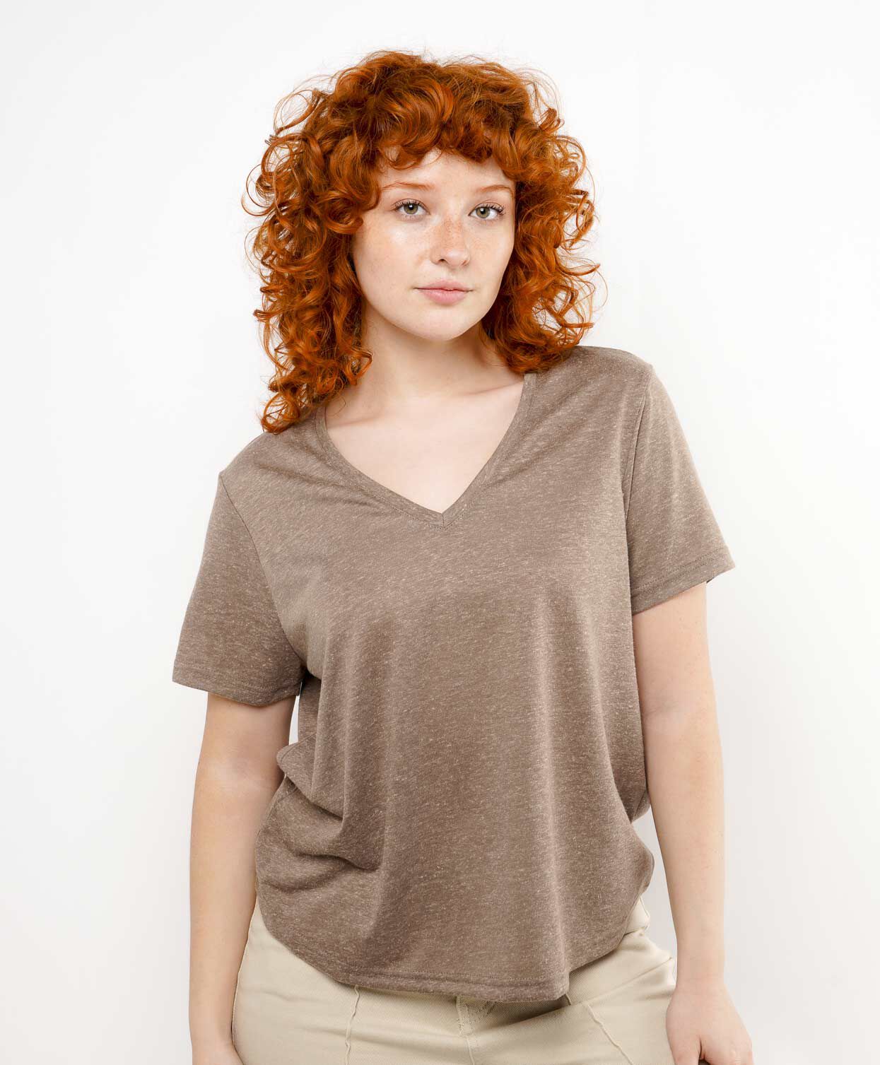 Polera mujer lisa lino