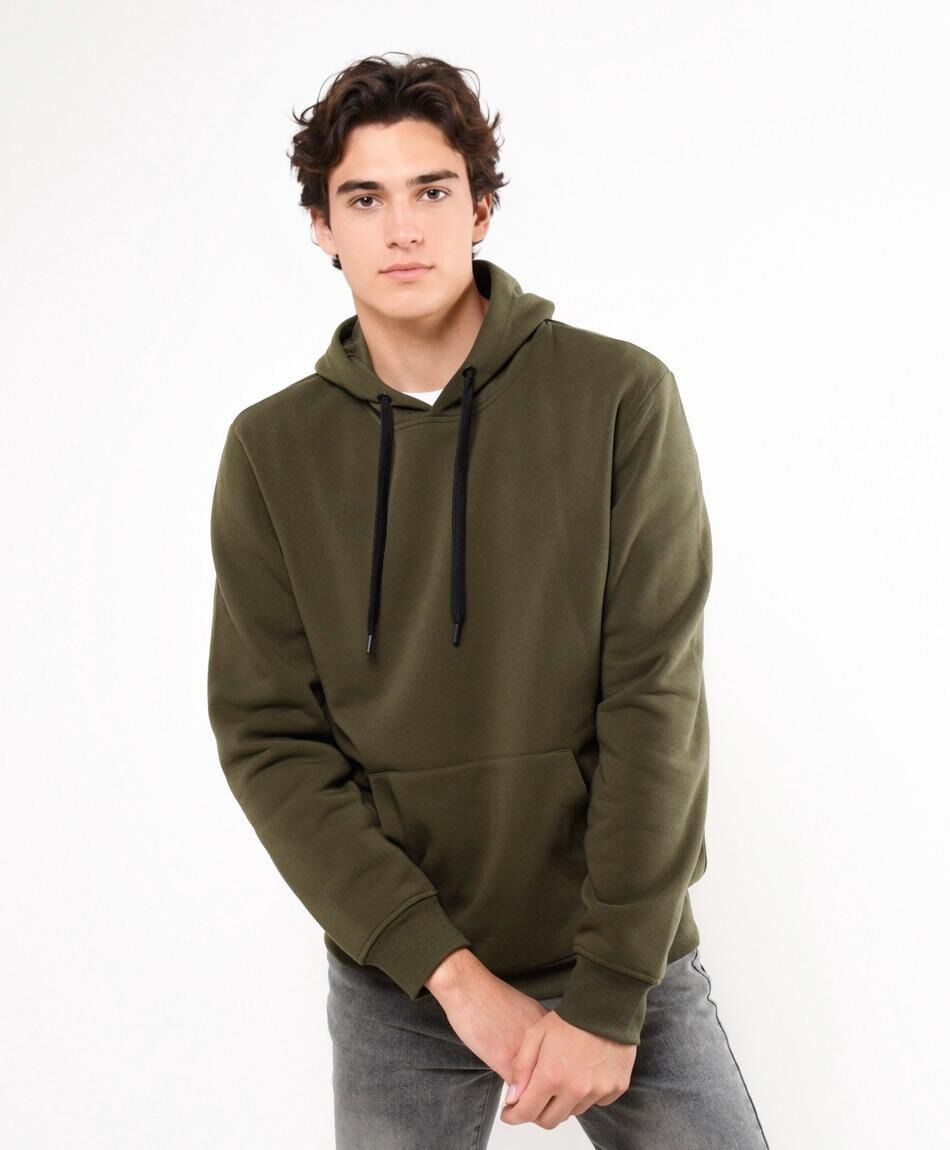 Poler&oacute;n hombre liso capucha
