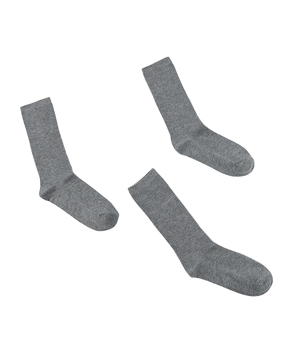 Pack 3 calcetines escolar gris largo